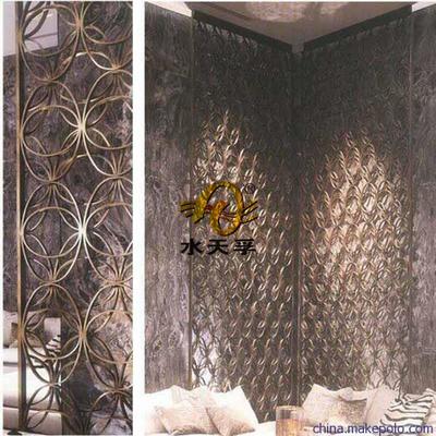 不銹鋼雕花雙層拼接加工紅古銅屏風(fēng) 現(xiàn)代簡約時尚